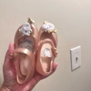 Mini Melissa Peach Dress Shoes with Gold Details